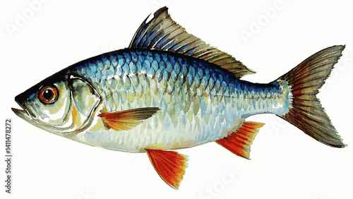 Coral chroma fish isolated watercolor vector illustration svg