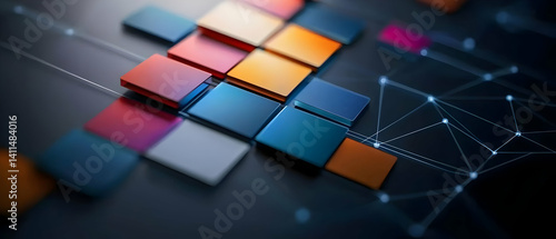 Colorful Square Modules Connected by Network