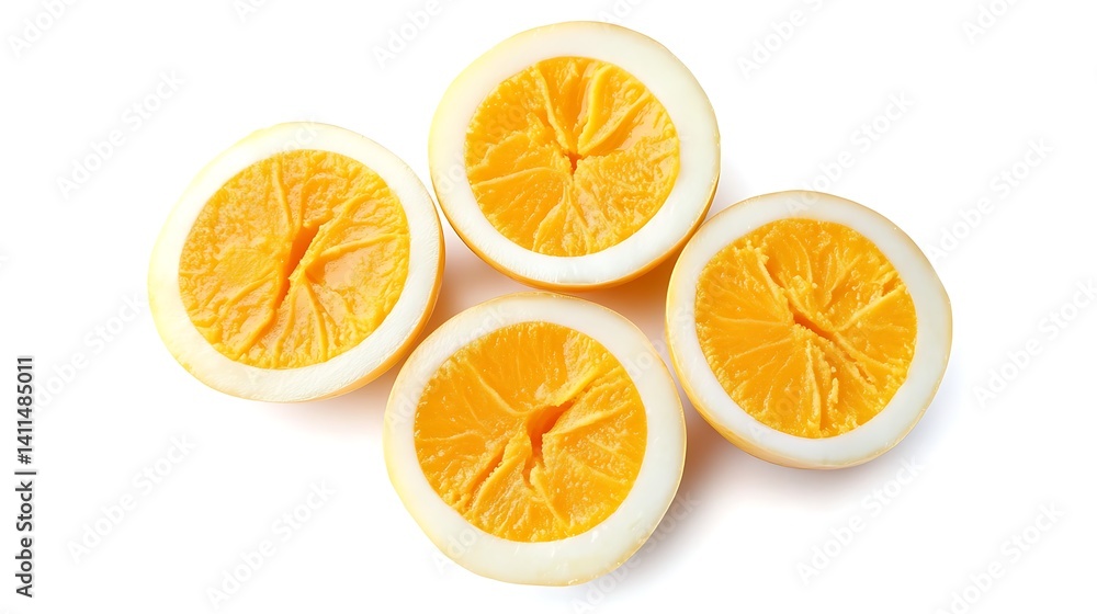 Sliced Salted Duck Eggs Close Up On White Background Sliced Salted Duck Eggs Close Up On White Background