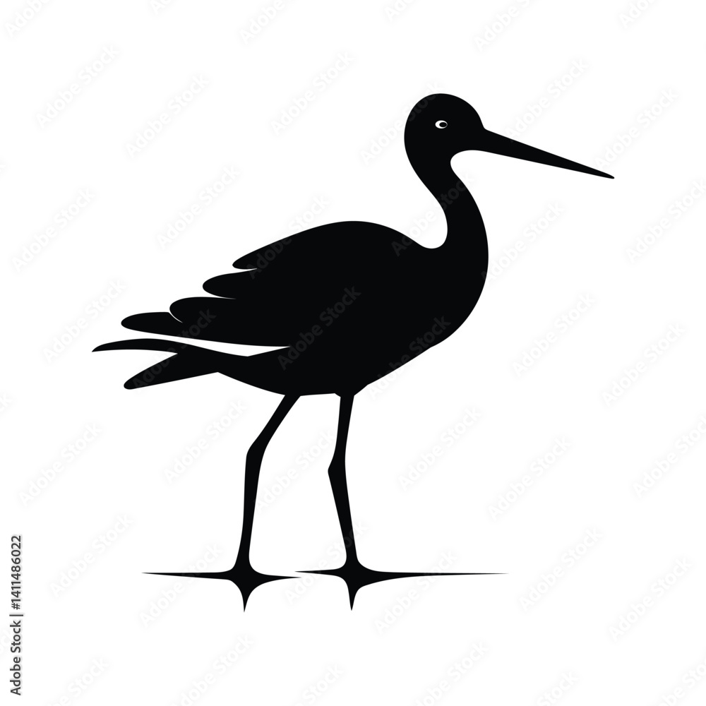 Fototapeta premium Avocet vector art black color on isolated white background