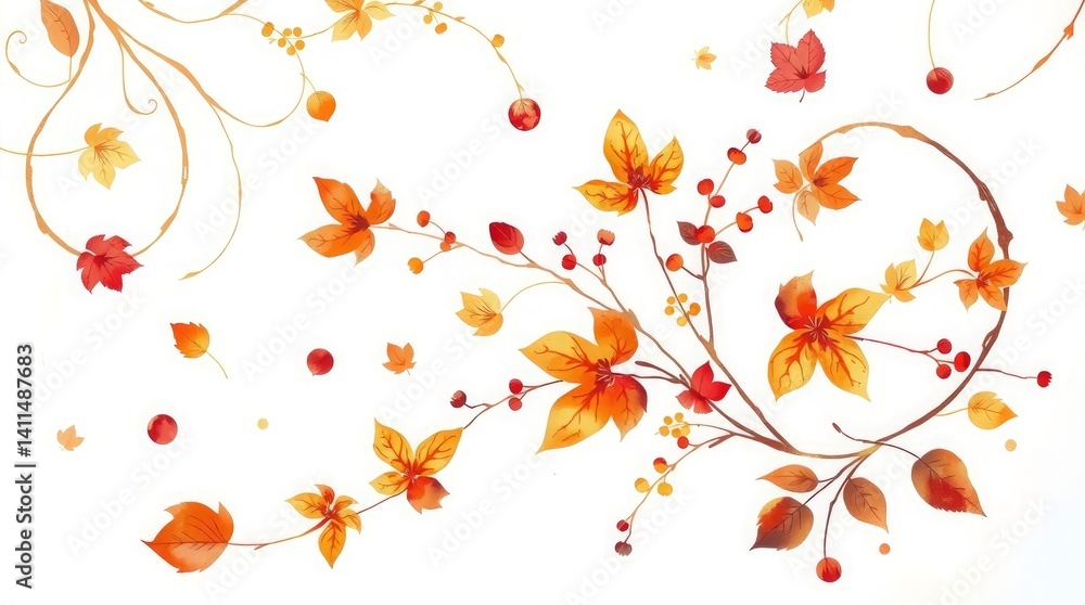 custom made wallpaper toronto digitalAutumn Floral Watercolor Background

