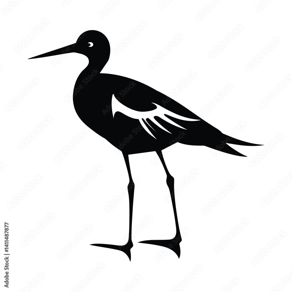 Obraz premium Avocet minimalist silhouette design vector art
