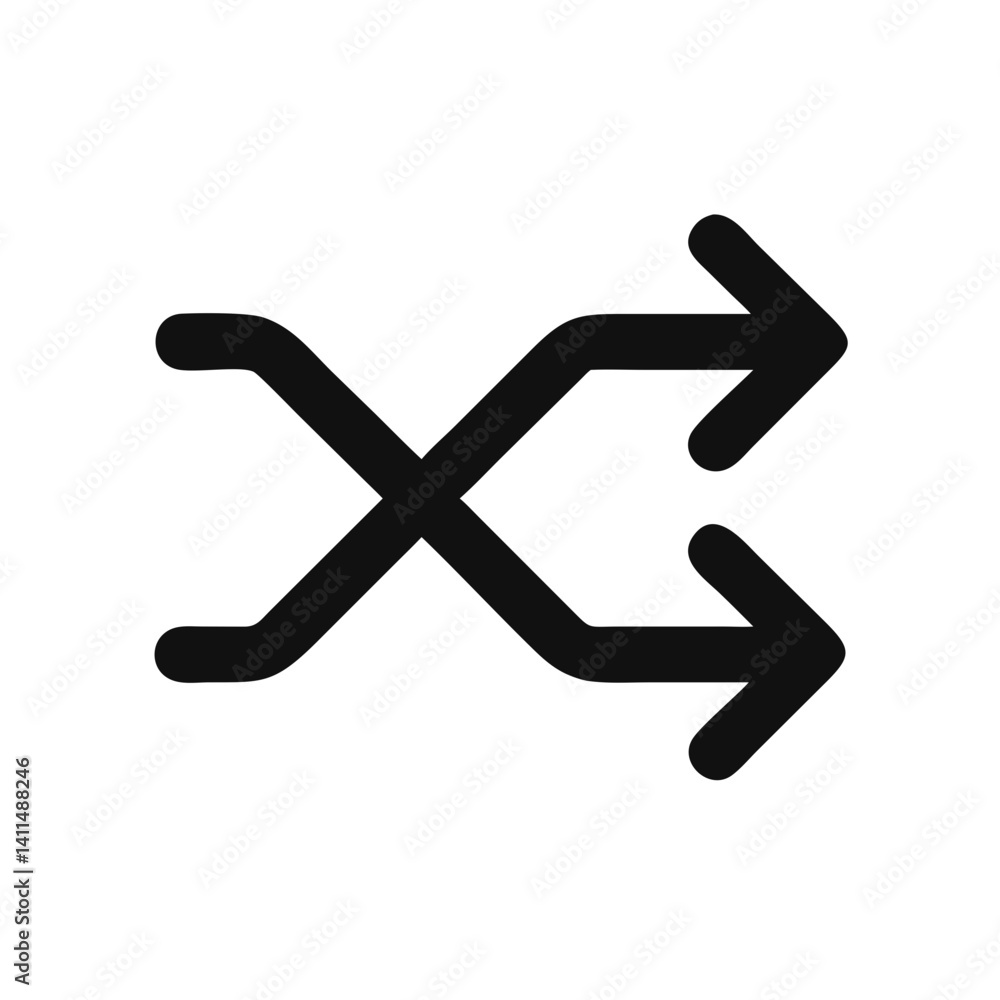 Arrows Crossing Icon Representing Shuffle Function or Random Playback Arrows Crossing Icon Representing Shuffle Function or Random Playback