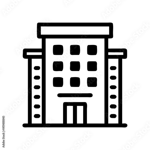 Building Icon Representing Hotel Structure or Accommodation Facility