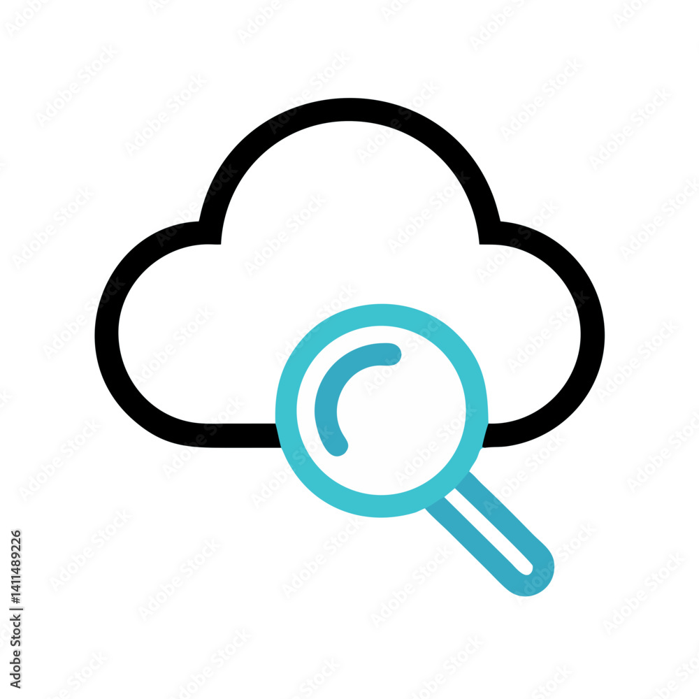 Cloud with Magnifier Icon Representing Cloud Search or Online Data Lookup Cloud with Magnifier Icon Representing Cloud Search or Online Data Lookup