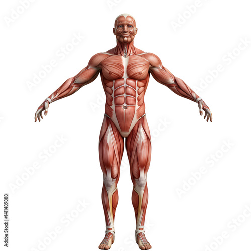 male body anatomy, Full Human Muscular System Anatomical Illustration for Educational or Medical Use
