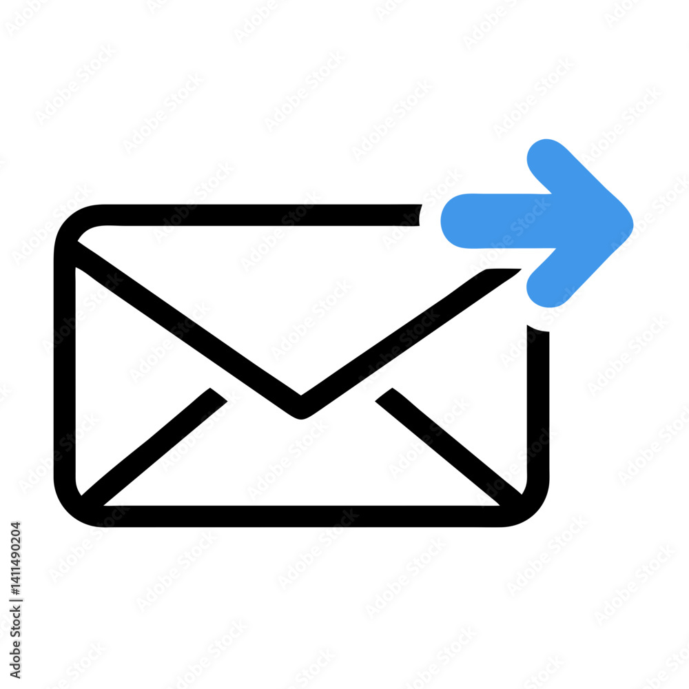 Envelope with Arrow Icon Representing Sent Email or Outgoing Message Envelope with Arrow Icon Representing Sent Email or Outgoing Message