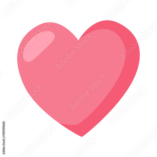 Flat red and pink heart illustration in a cute style. Perfect for Valentine’s Day, love themes, wedding decor, romantic cards, and affectionate digital art projects.