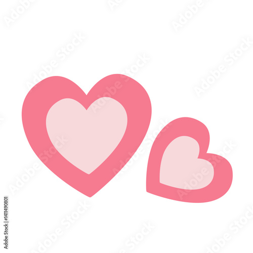 Flat red and pink heart illustration in a cute style. Perfect for Valentine’s Day, love themes, wedding decor, romantic cards, and affectionate digital art projects.