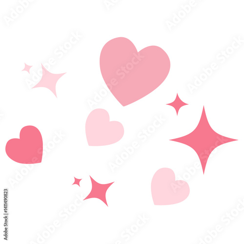 Flat red and pink heart illustration in a cute style. Perfect for Valentine’s Day, love themes, wedding decor, romantic cards, and affectionate digital art projects.