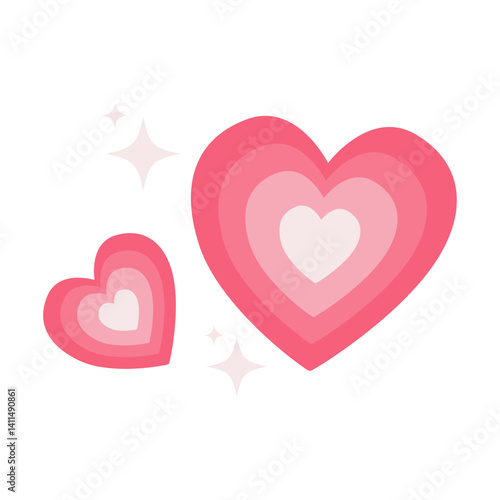 Flat red and pink heart illustration in a cute style. Perfect for Valentine’s Day, love themes, wedding decor, romantic cards, and affectionate digital art projects.