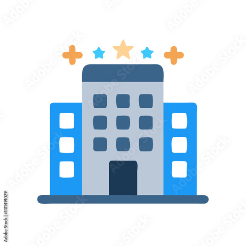 Hotel Building Icon Representing Lodging or Tourist Accommodation Facility