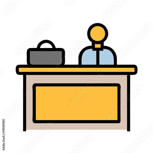 Hotel Reception Desk Icon Representing Front Desk or Guest Check-in Service