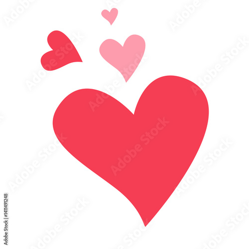 Flat red and pink heart illustration in a cute style. Perfect for Valentine’s Day, love themes, wedding decor, romantic cards, and affectionate digital art projects.