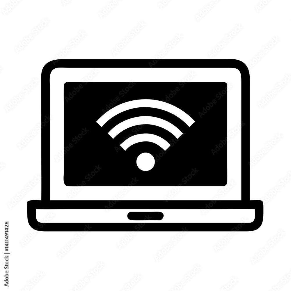 Laptop with WiFi Icon Representing Internet Connection or Wireless Network Laptop with WiFi Icon Representing Internet Connection or Wireless Network