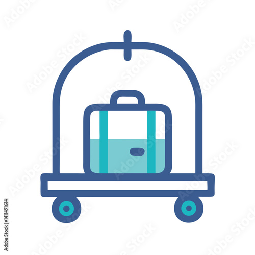 Luggage Trolley Icon Representing Baggage Handling and Travel Transport