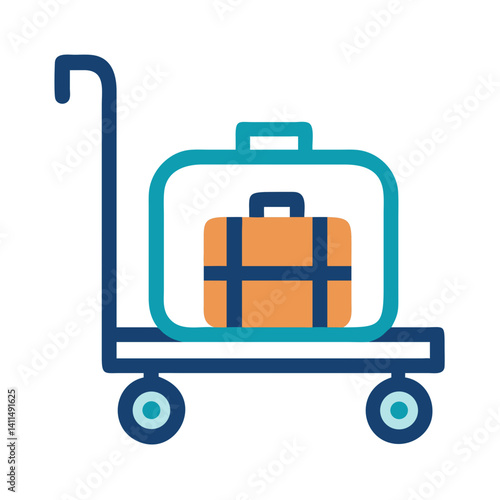 Luggage Trolley Icon Representing Baggage Handling and Travel Transport