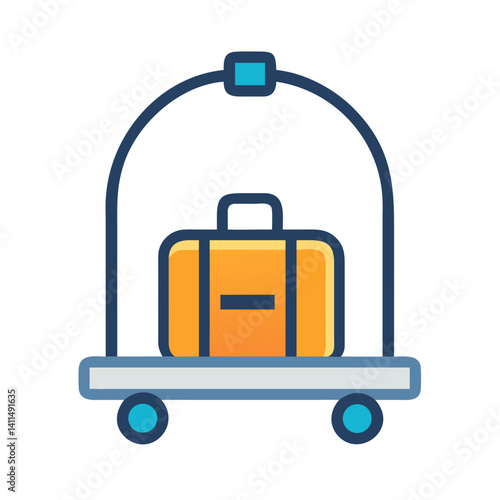 Luggage Trolley Icon Representing Baggage Handling and Travel Transport