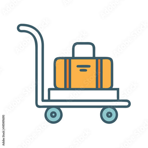 Luggage Trolley Icon Representing Baggage Handling and Airport Transport