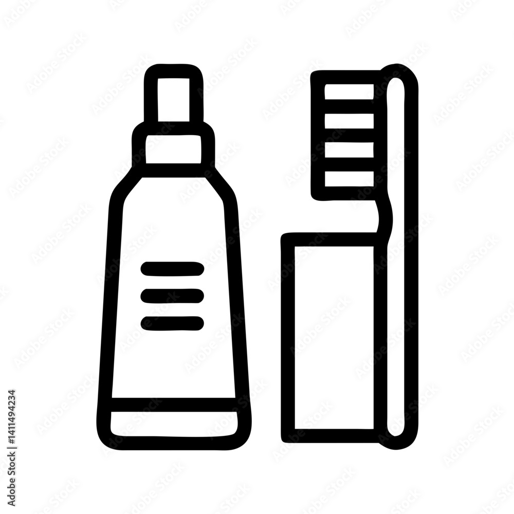 Toothbrush and Bottle Icon Representing Toiletries and Personal Care Toothbrush and Bottle Icon Representing Toiletries and Personal Care