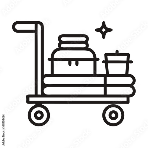 Trolley with Towels Icon Representing Housekeeping and Hotel Service
