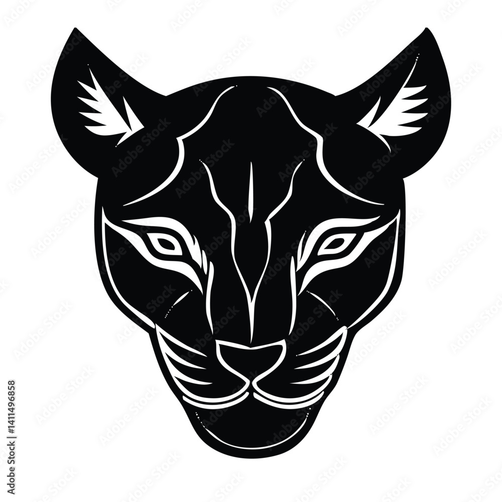 Fototapeta premium Cute animals head set with single tribal tattoo designs includes vector illustrations of black and white cats, tigers, lion dogs, bears, pigs, and foxes