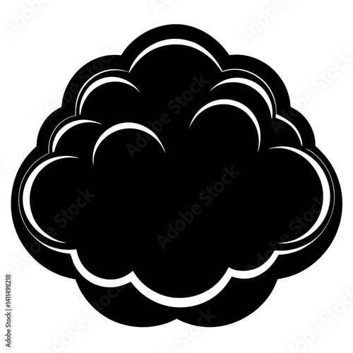 Vector silhouette of a cumulus cloud with a rounded, billowy shape 