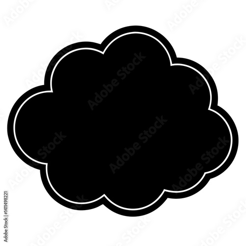 Vector silhouette of a cumulus cloud with a rounded, billowy shape 