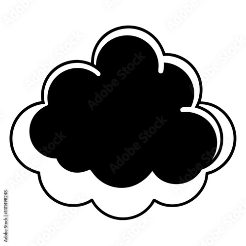 Vector silhouette of a cumulus cloud with a rounded, billowy shape 