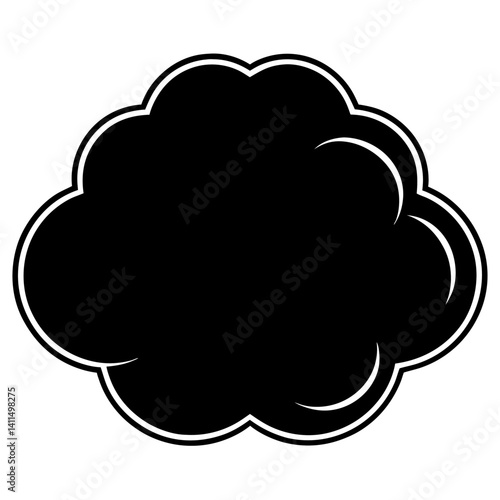 Vector silhouette of a cumulus cloud with a rounded, billowy shape 