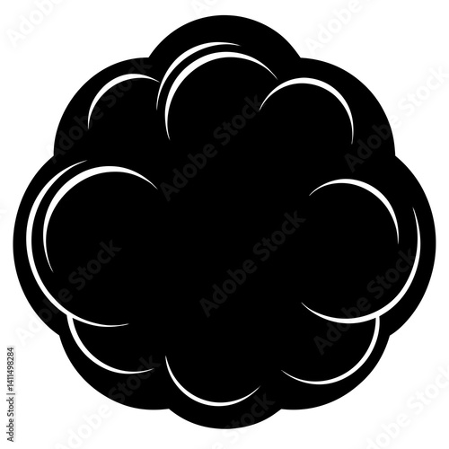 Vector silhouette of a cumulus cloud with a rounded, billowy shape 