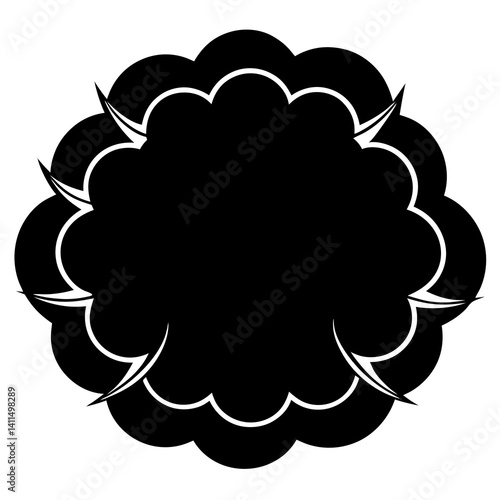 Vector silhouette of a cumulus cloud with a rounded, billowy shape 