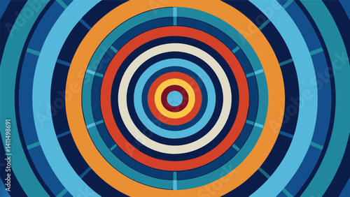 A symmetrical pattern of concentric circles representing the balanced and optimized results that machine learning algorithms strive to achieve.. Vector illustration