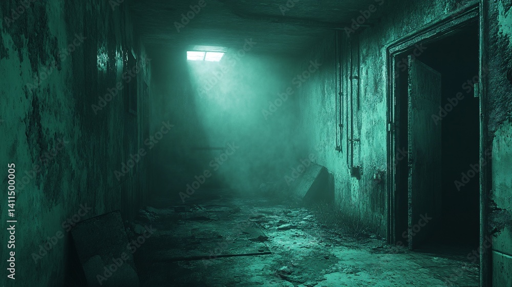 Obraz premium Underground bunker complex filled with dust and silence