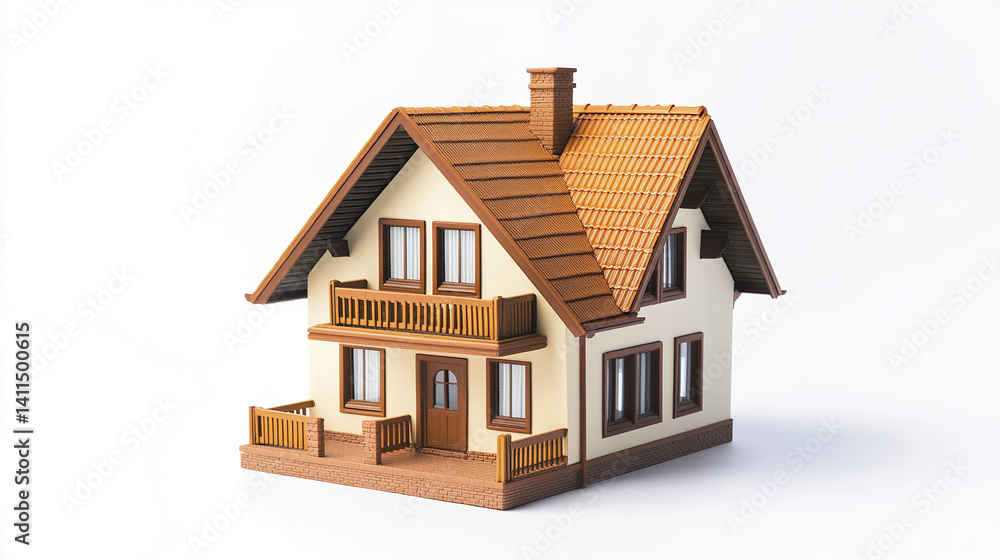 charming model house with brown roof and white walls charming model house with brown roof and white walls