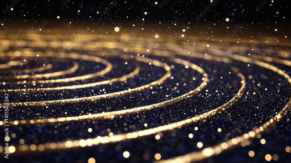 Fototapeta premium Abstract image with glowing spiral lines and scattered particles