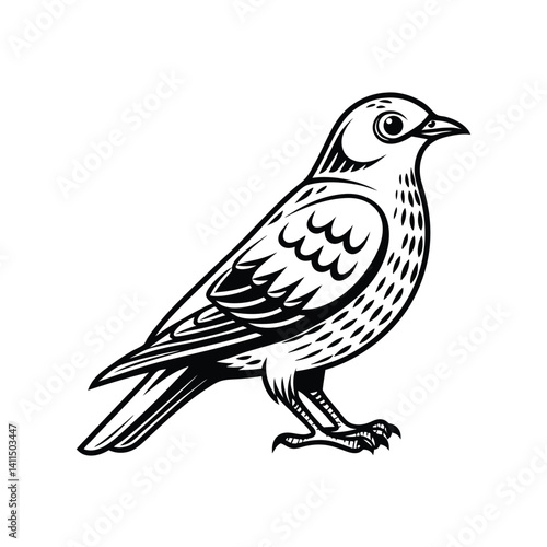 Red-billed quelea silhouette, Vector Art & Illustration, quela vector on a white background