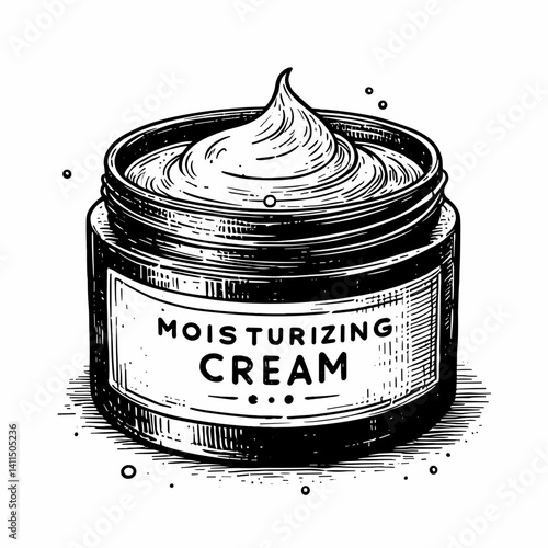 Moisturizing cream in a jar with creamy texture displayed  