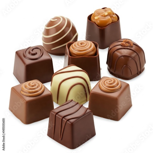 Delicious chocolate pralines isolated on white background (2)