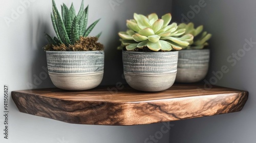 Wallpaper Mural Dark Wood Corner Shelf with Succulents Torontodigital.ca