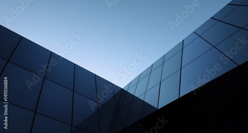 Stunning Architectural Reflection of Sky on Modern Glass Facade with Sharp Angles
