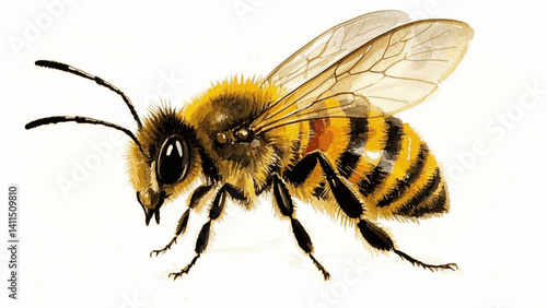 Amber wings bee isolated watercolor vector illustration svg