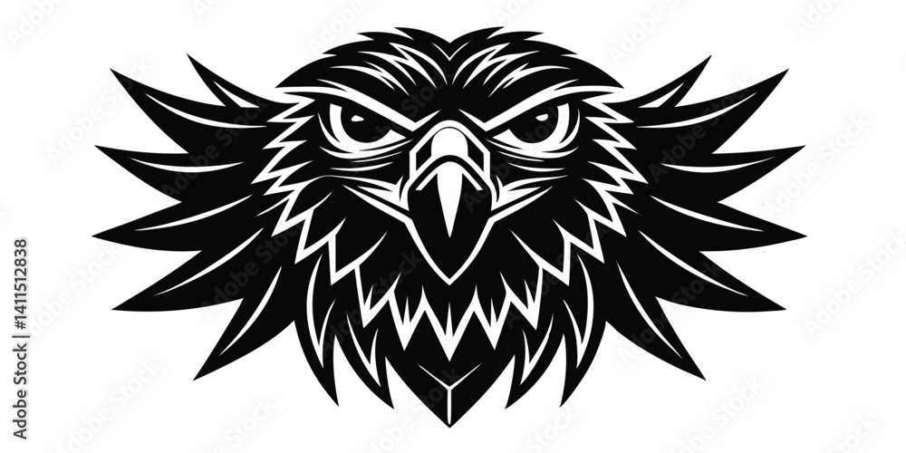 Majestic eagle silhouette with powerful wings, a tribal design evoking a flying symbol of nature Majestic eagle silhouette with powerful wings, a tribal design evoking a flying symbol of nature