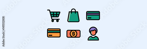 A minimalist vector icon pack of e-commerce and shopping elements – Great for online stores, shopping apps, or product catalogs.