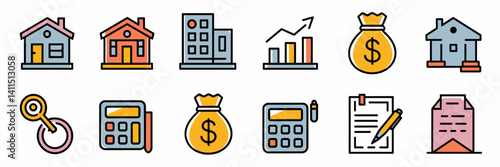Vector icon collection for real estate and property management – Perfect for property agencies, real estate marketing, or business presentations.