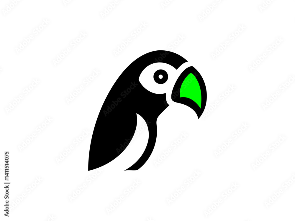 Naklejka premium A clean, stylized silhouette of a parrot.