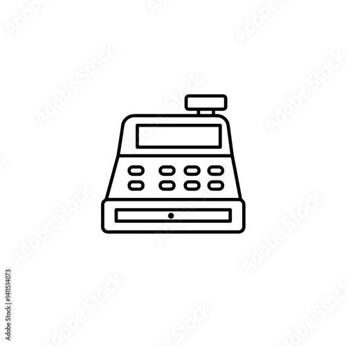 Cash register icon in outline commerce style