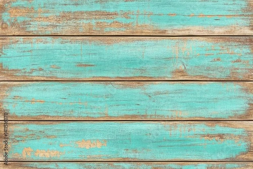 Distressed teal-painted wood planks background