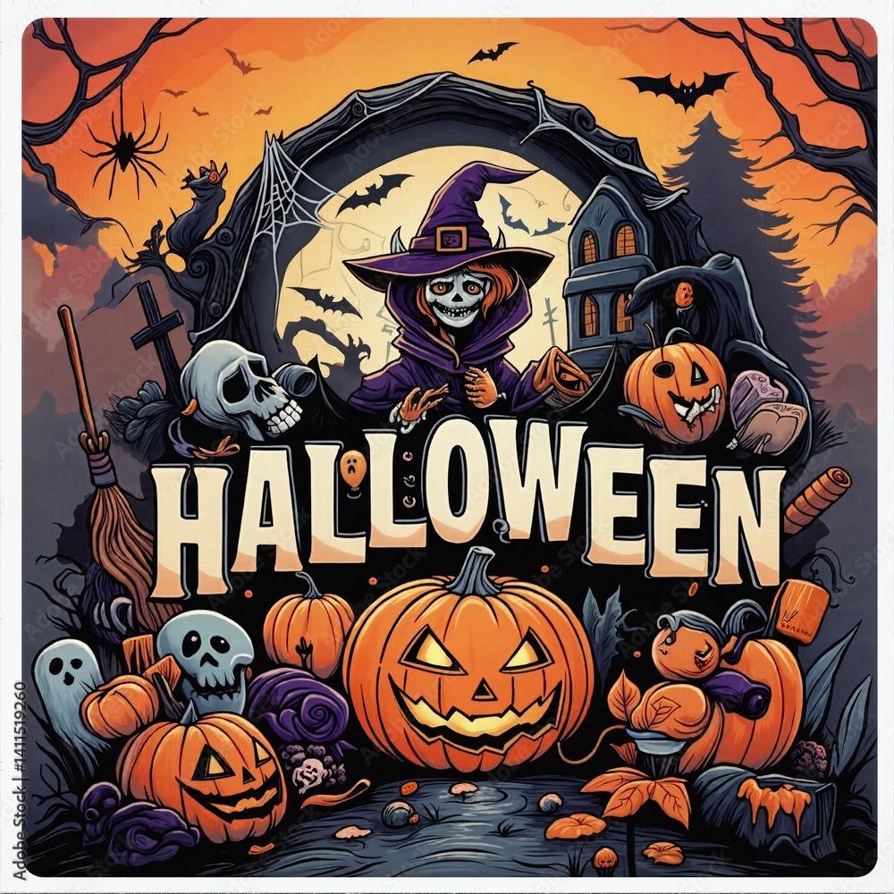 Kartki na święto halloween. Kolorowe czasami śmieszne i straszne jednocześnie.