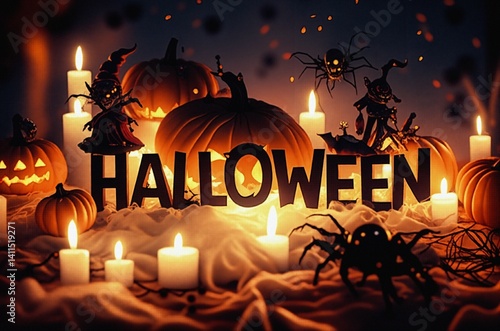 Obraz na płótnie Kartki na święto halloween. Kolorowe czasami śmieszne i straszne jednocześnie. w salonie